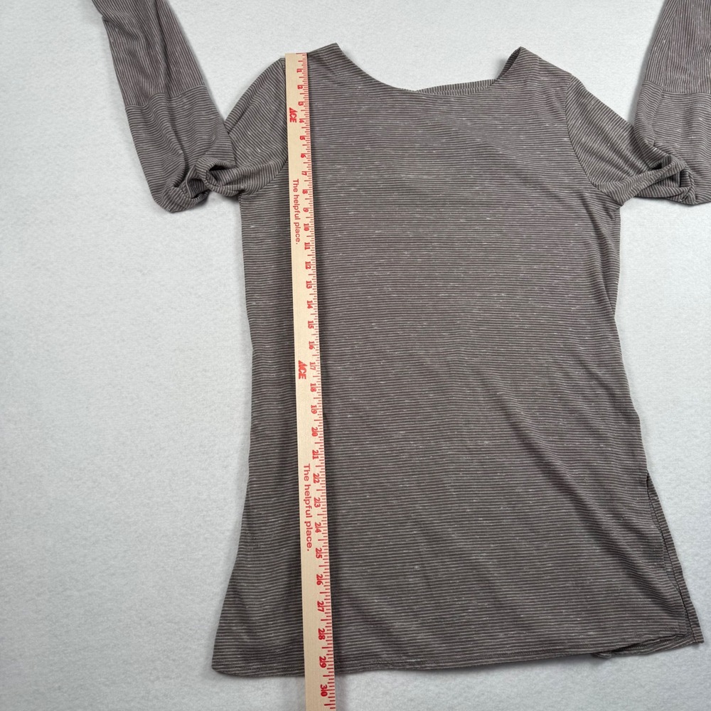 Prana Esme Top Womens Medium Gray Striped Long Sleeve Shirt Side Slits - Picture 4 of 7